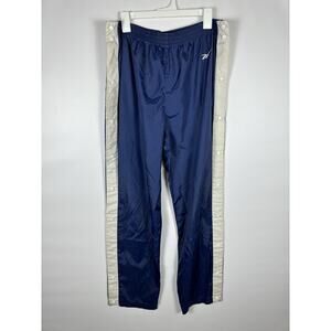 Vintage Reebok Blue/White Windbreaker Track Pants Snap Sides Tear Away XL Mens